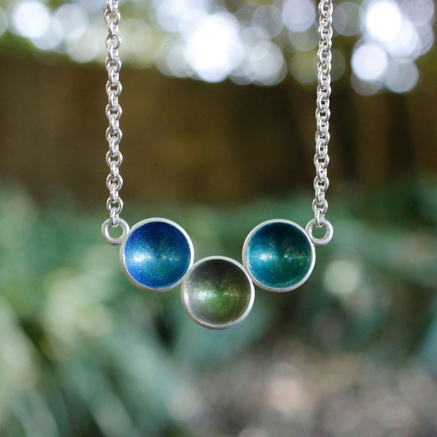 Triplekette "Joy" blau glänzend, grün #2 & petrol hell glänzend