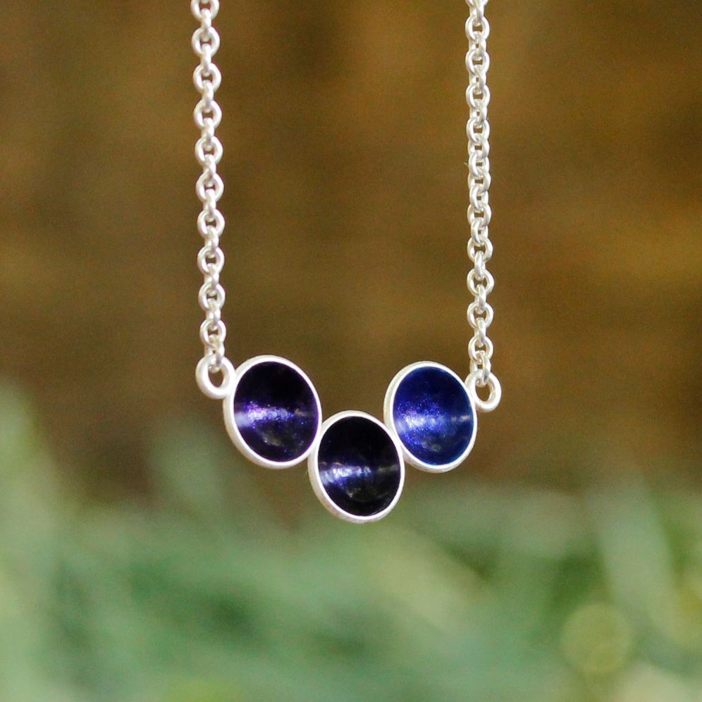 Triplekette "Joy" lila glänzend, dunkelblau glänzend #2 & dunkelblau glänzend