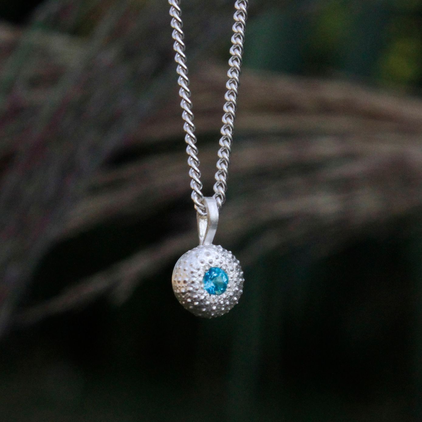 Kette "Seeigel" minimini mit Paraiba-Topas