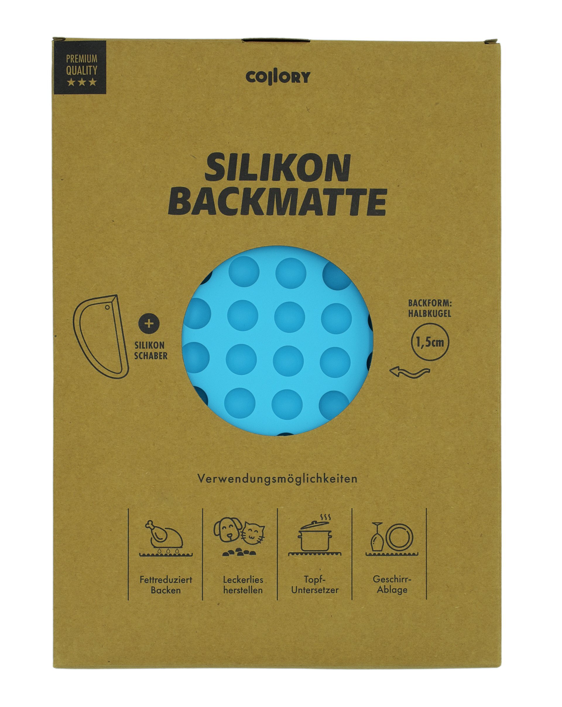 Collory 1,5cm Halbkugel-Backform + Schaber - Türkis/Lila