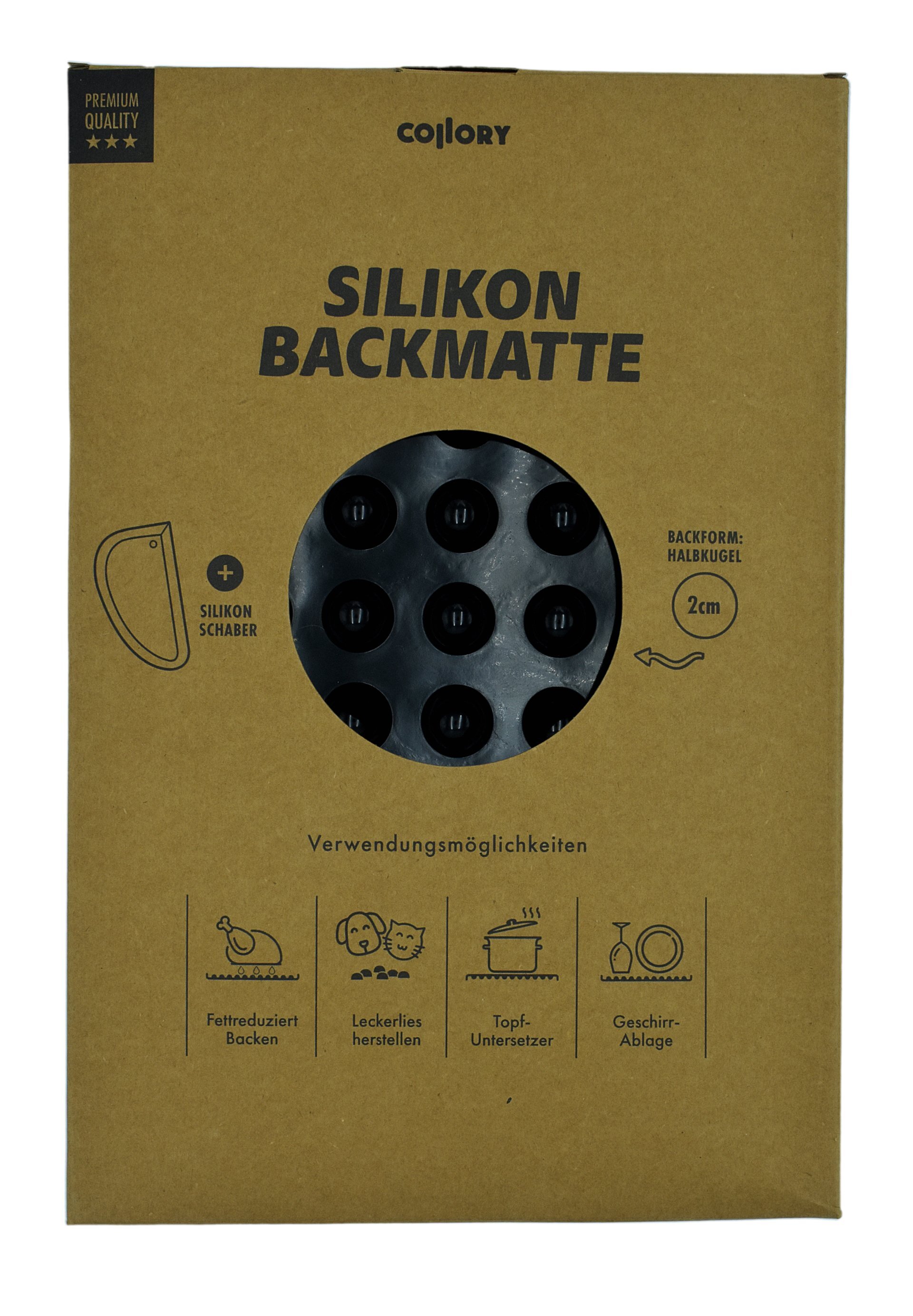 Collory 2cm Halbkugel-Backform + Schaber - Schwarz/Grün