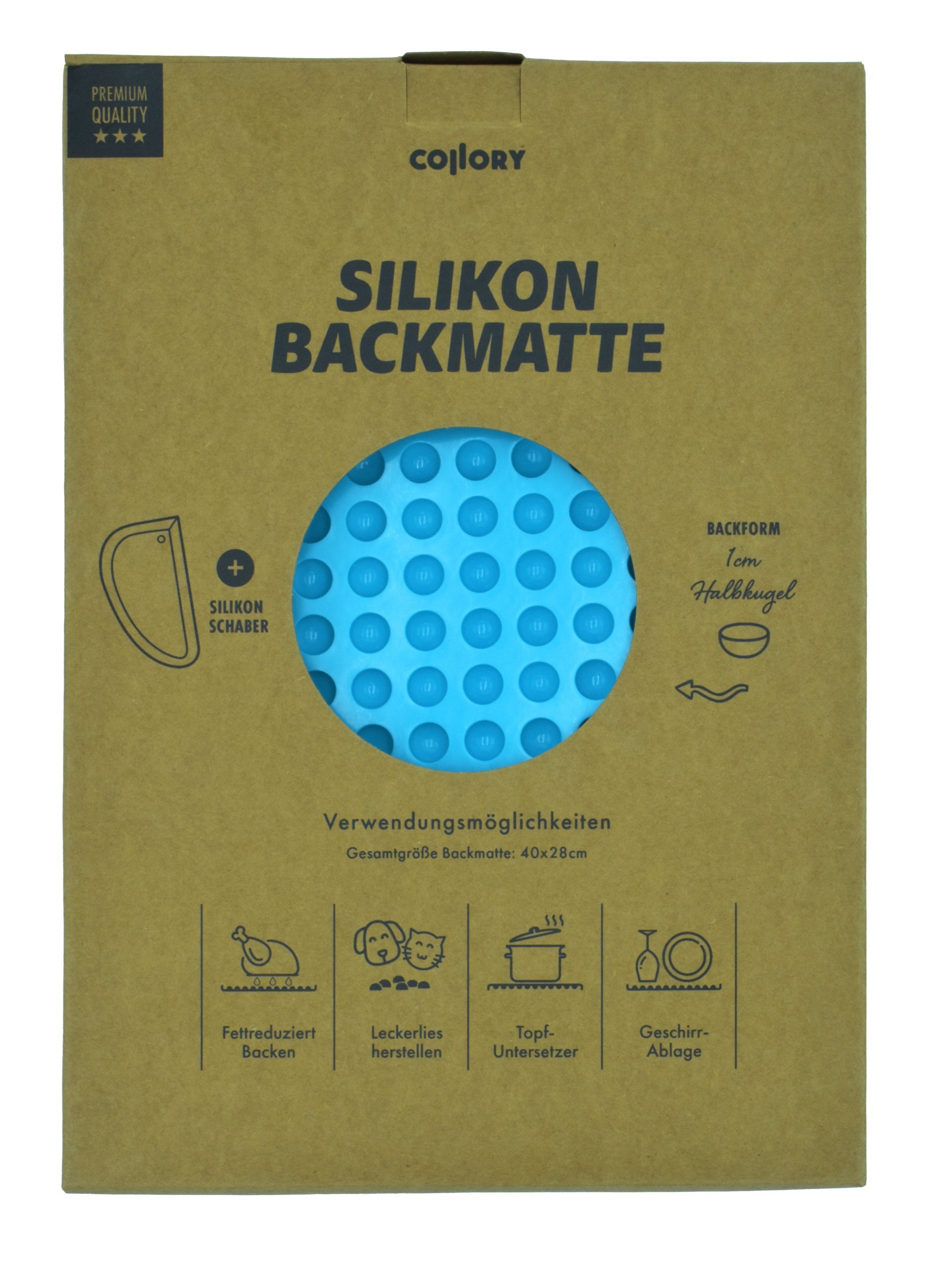 Collory 1cm Halbkugel-Backform + Schaber - Türkis/Petrol