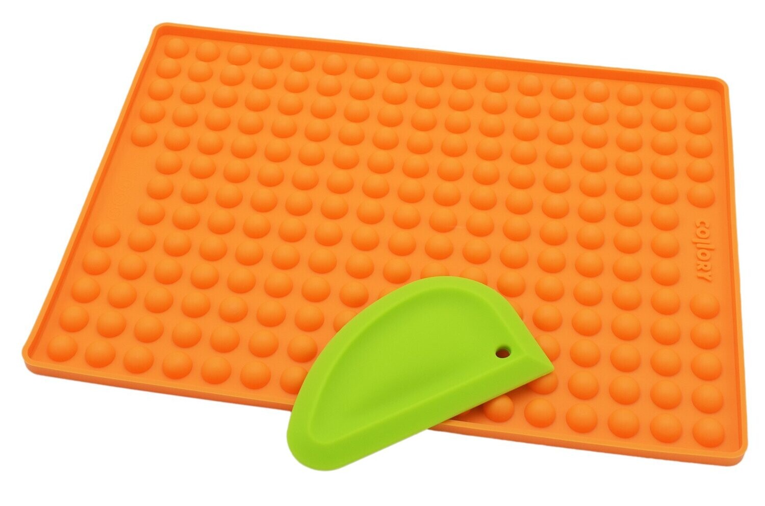 Collory 1,5cm Halbkugel-Backform + Schaber - Orange/Grün