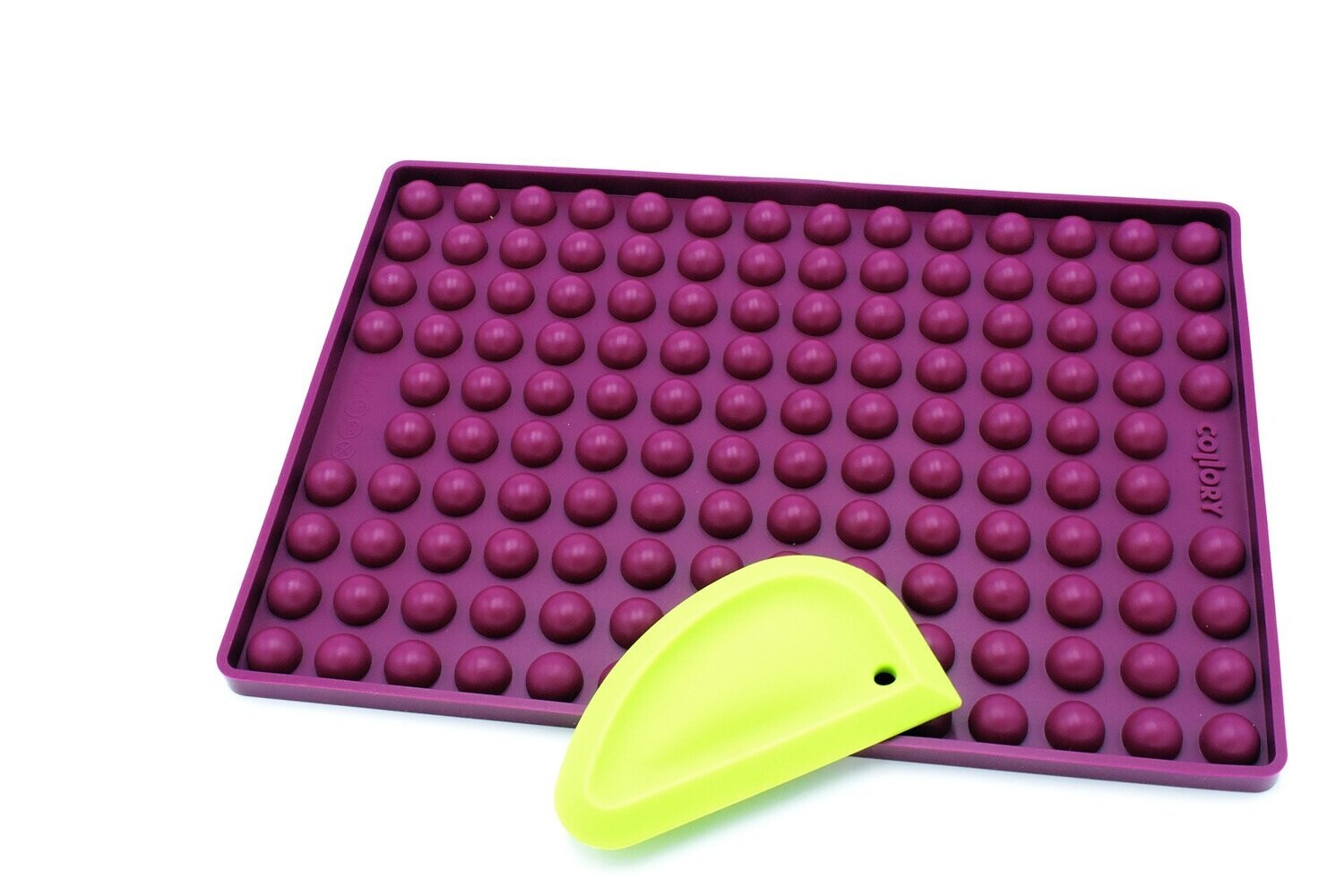 Collory 2cm Halbkugel-Backform + Schaber - Bordeauxrot/Grün