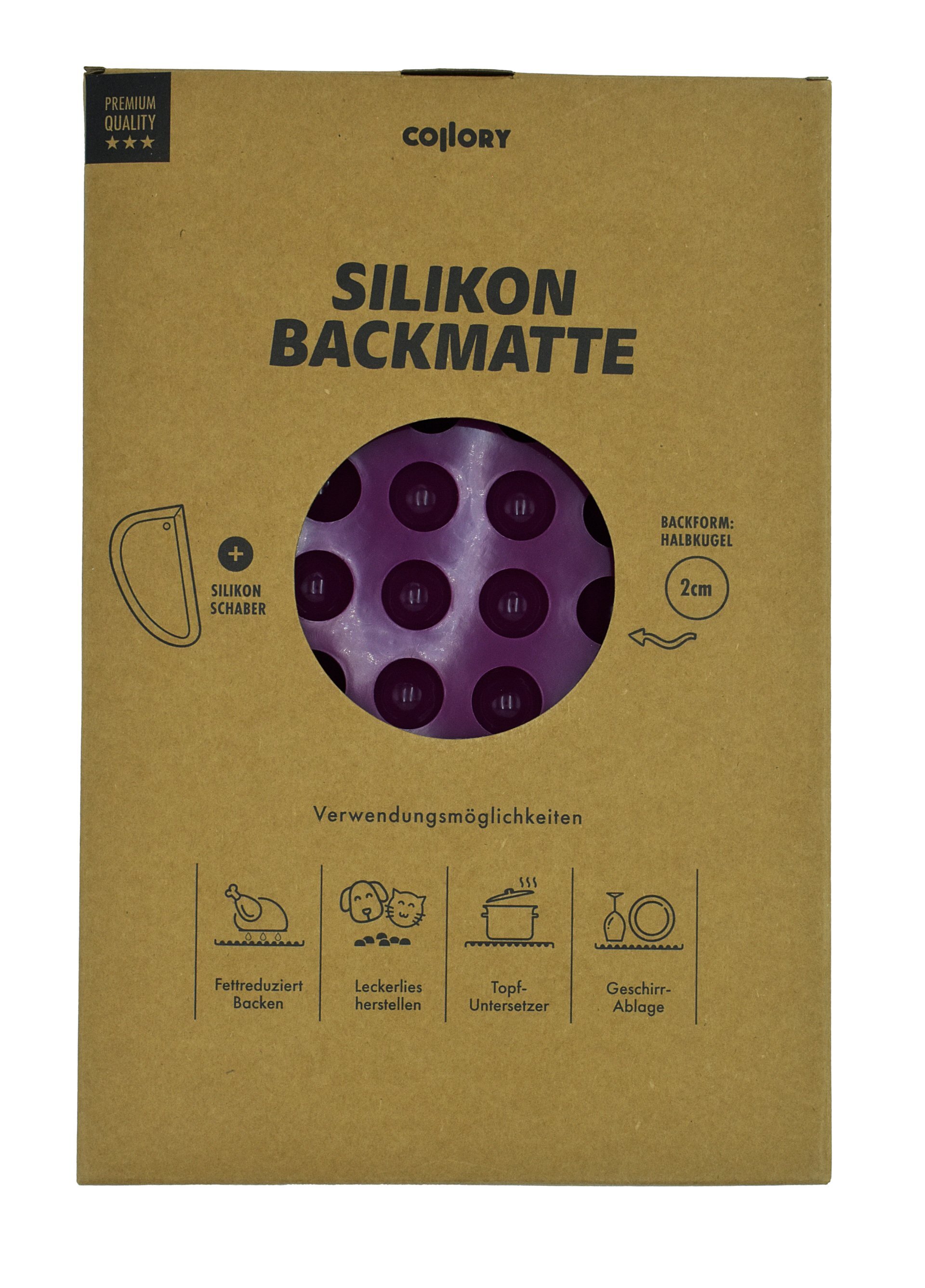 Collory 2cm Halbkugel-Backform + Schaber - Bordeauxrot/Grün