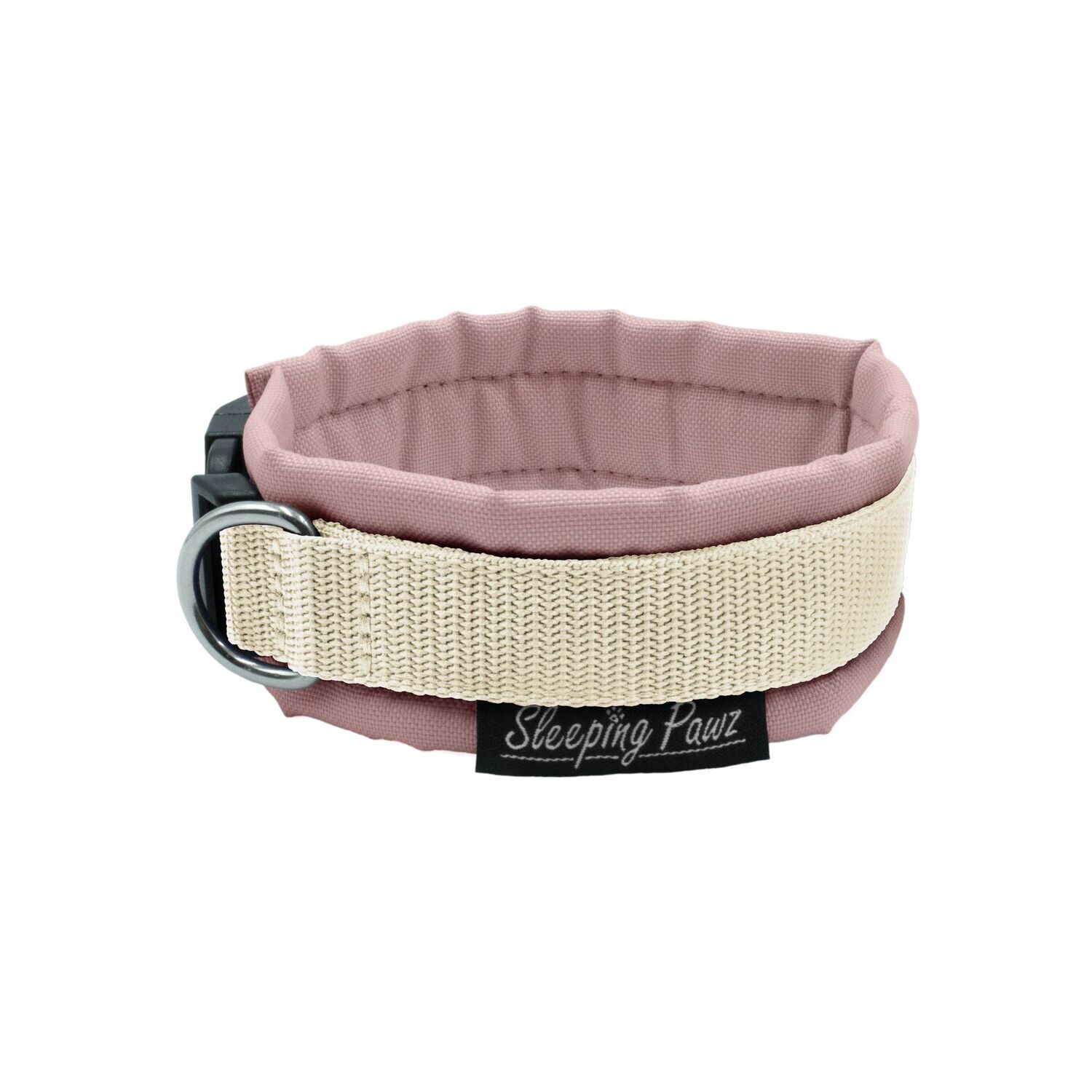 Halsband Konfigurator Unistoffe, Beschläge: Edelstahl, Gurtbandfarbe: Beige, Unistoffe: Altrosa