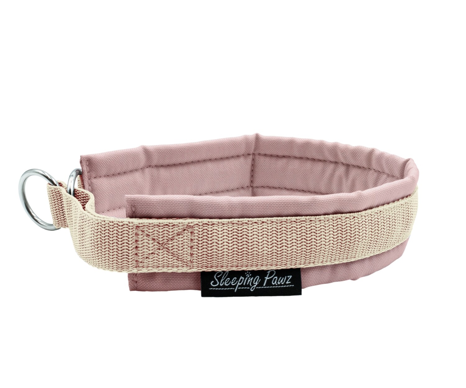 Zugstopp Halsband Konfigurator Unistoffe, Unistoffe: Altrosa, Gurtbandfarbe: Beige, Beschläge: Edelstahl
