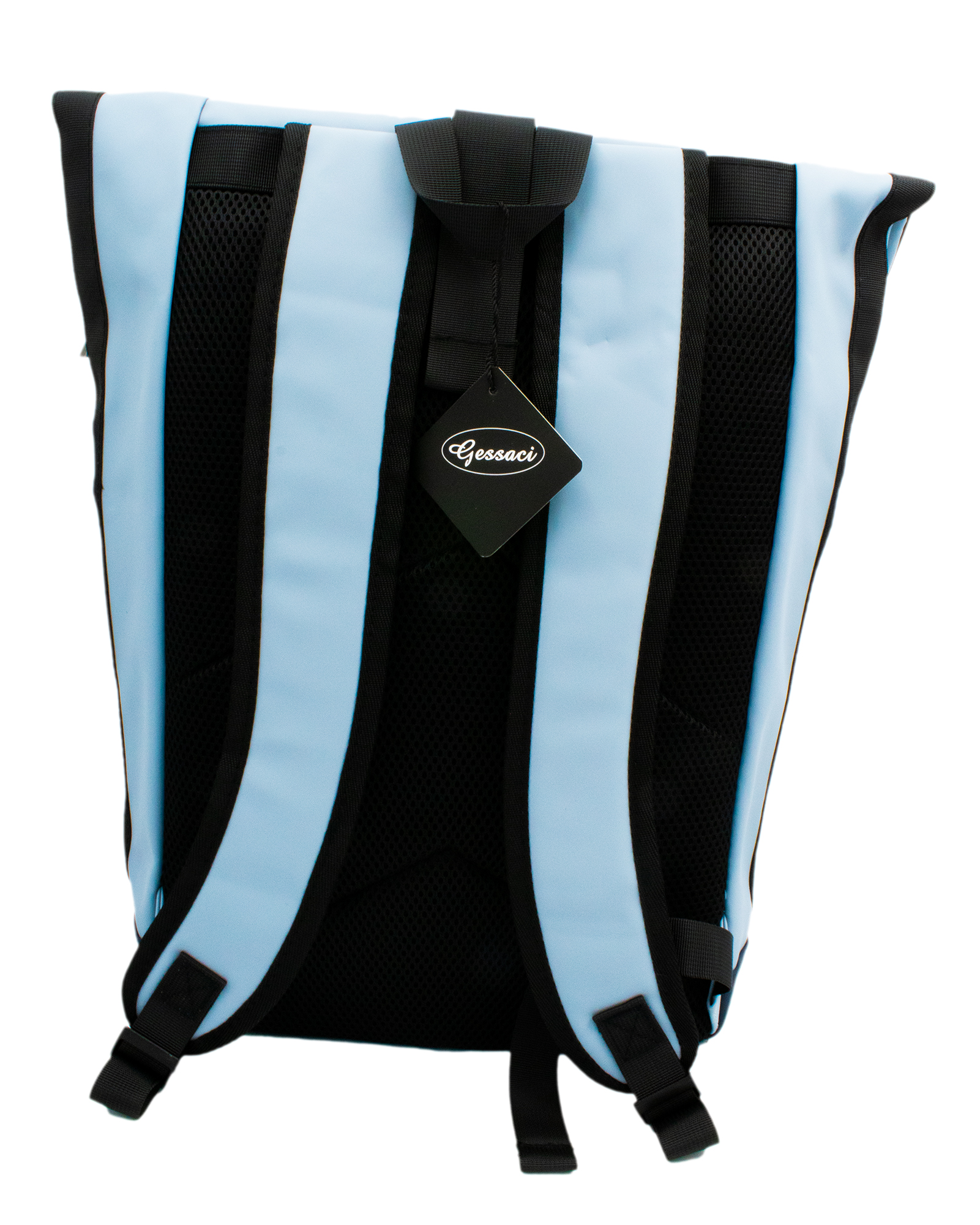 Rolltop Rucksack Hellblau/Navyblau