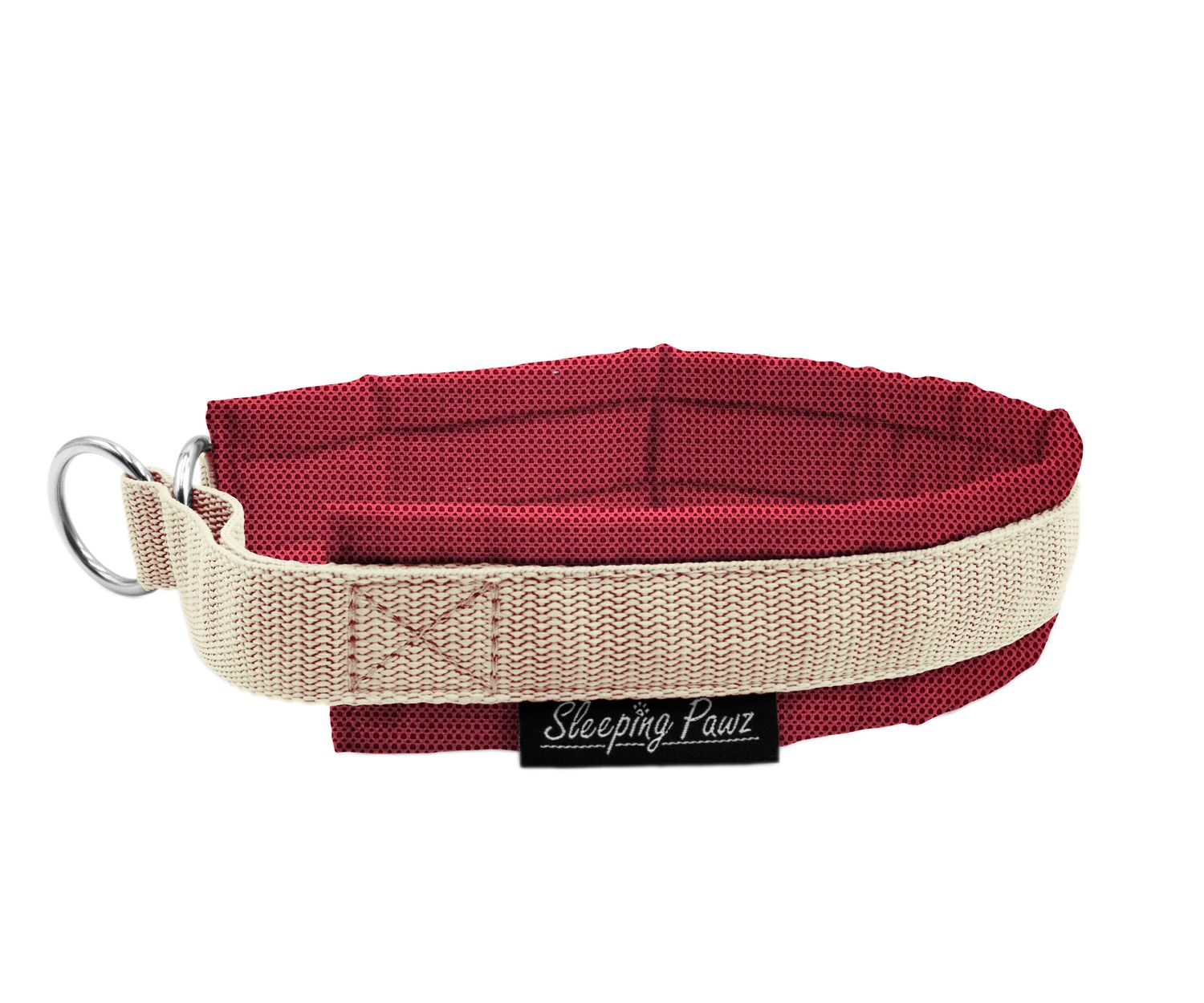 Zugstopp Halsband Konfigurator Airmesh, Airmeshfarben: Bordeaux, Gurtbandfarbe: Beige, Beschläge: Edelstahl