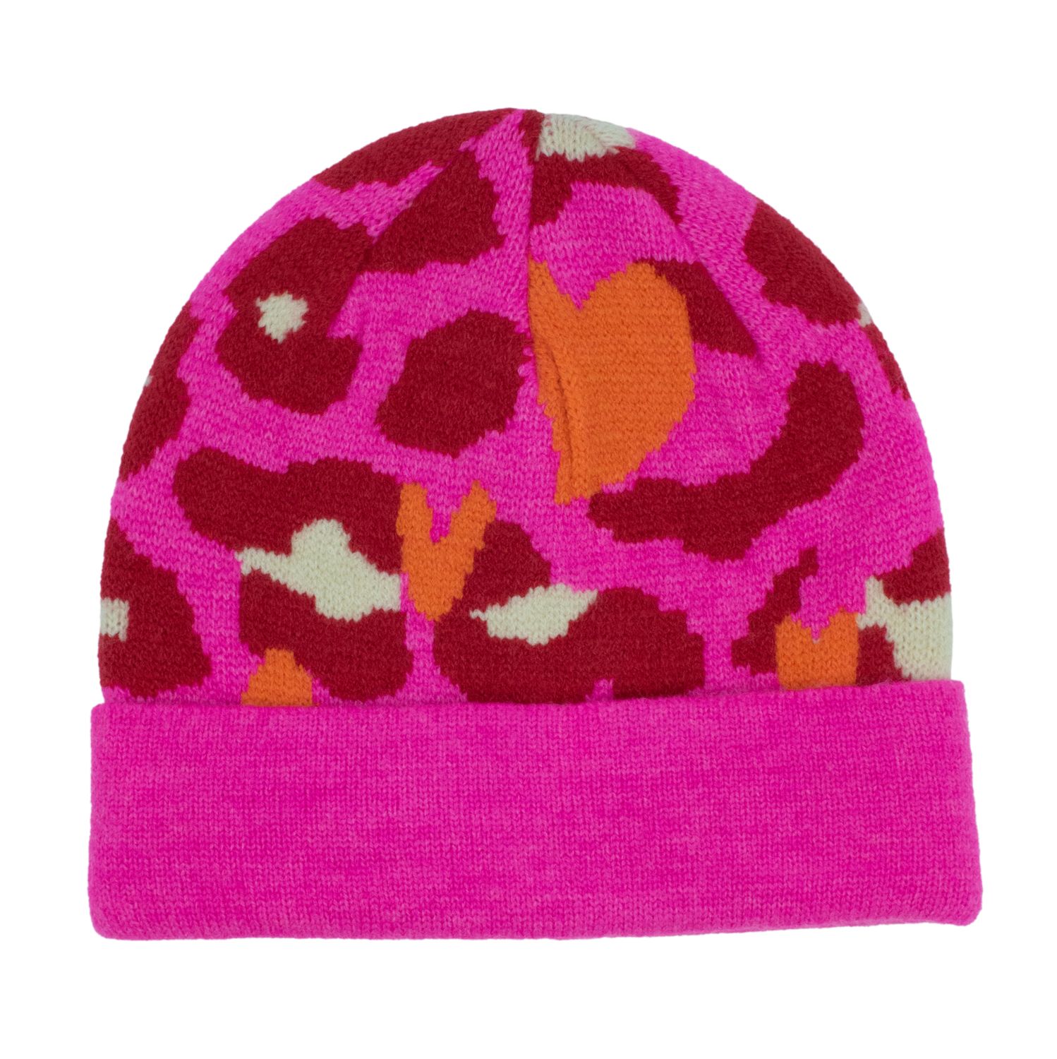 Mütze - Pink Leo /Orangene Herzen