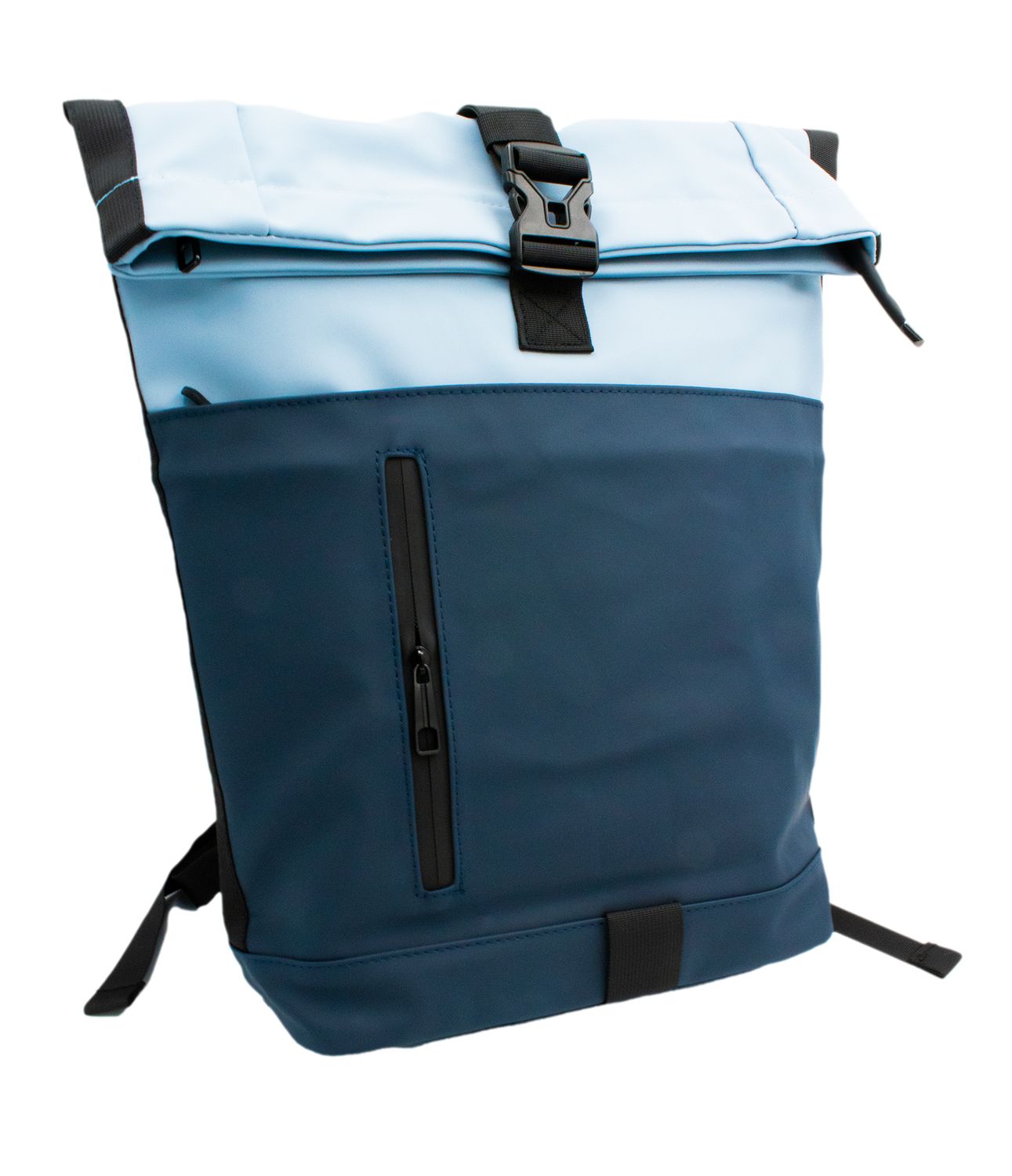 Rolltop Rucksack Hellblau/Navyblau