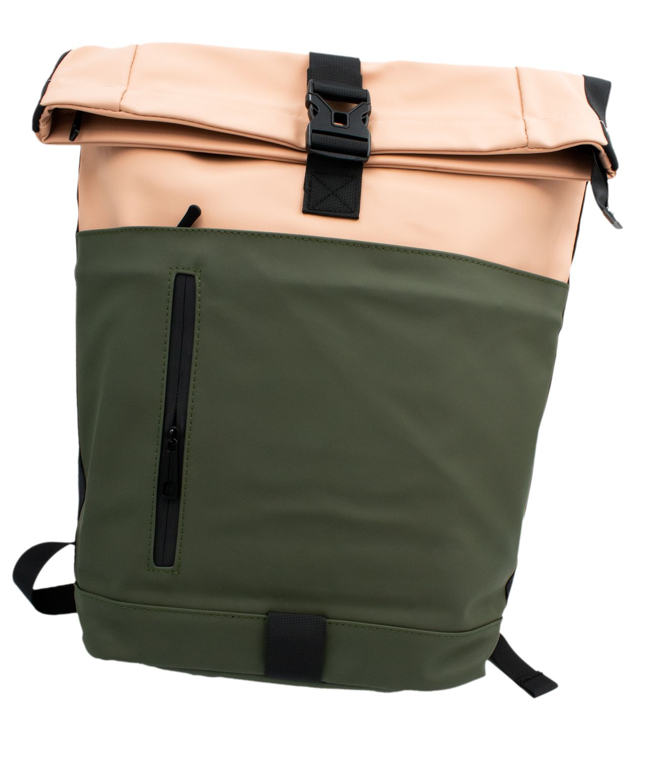 Rolltop Rucksack Peach/Oliv