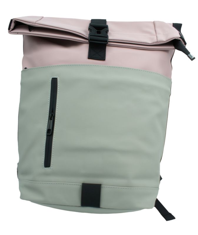 Rolltop Rucksack Rosa/Hellgrau