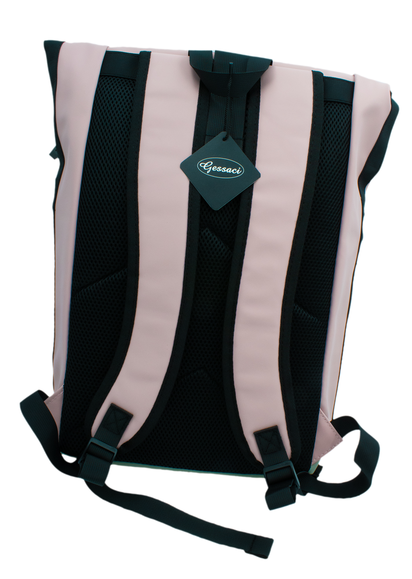 Rolltop Rucksack Rosa/Hellgrau