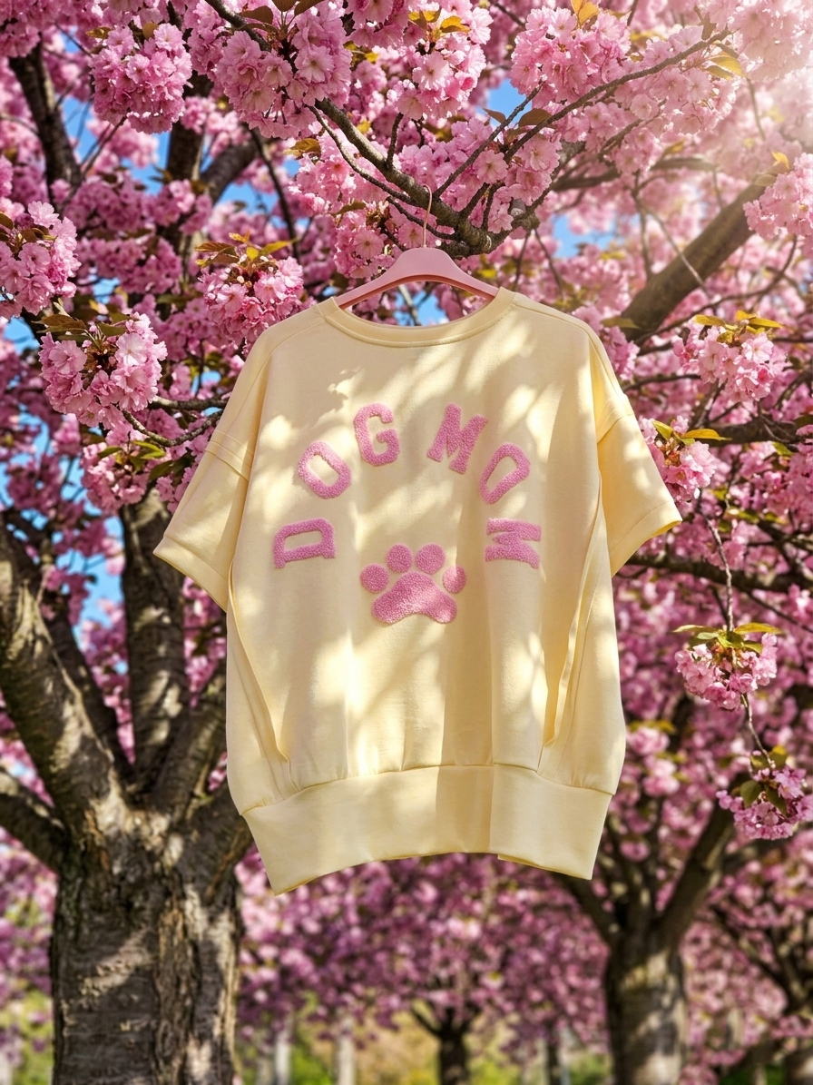 DOG MOM Shirt Pastellgelb / Rosa Onesize