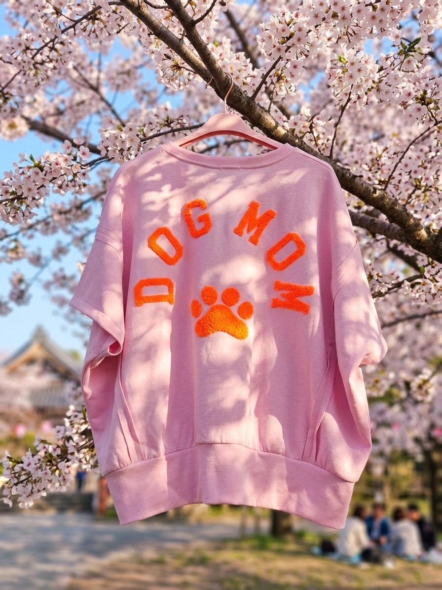 DOG MOM Shirt Zartrosa / Neonorange Onesize