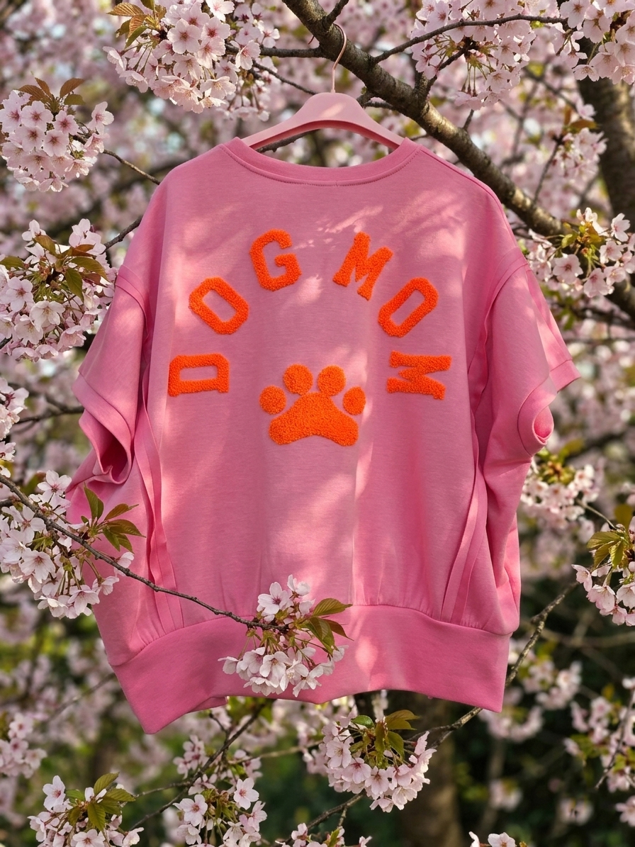 DOG MOM Shirt Rosa/Neonorange Onesize