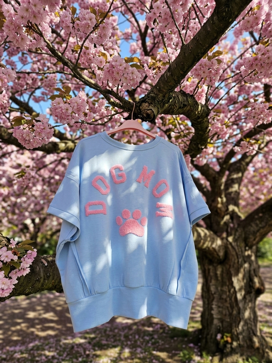 DOG MOM Shirt Babyblau / Rosa Onesize