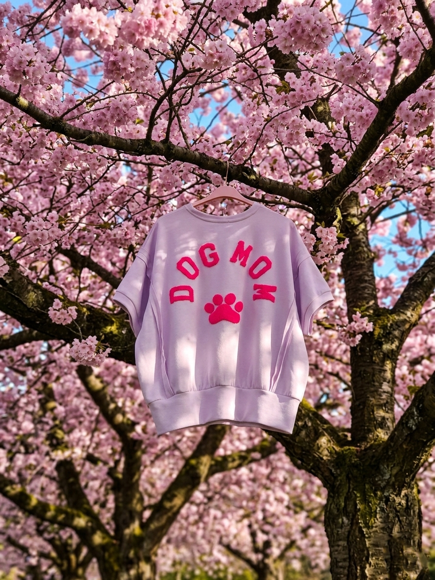 DOG MOM Shirt Flieder / Neonpink Onesize