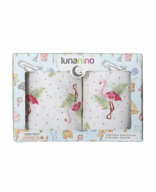 Musselintuch "Flamingo"