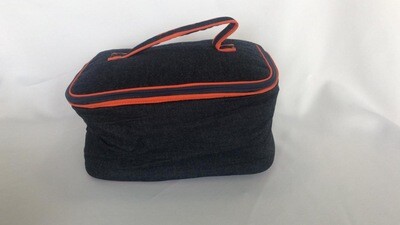 BAULITO EN TELA DE JEANS CON RIBETE NARANJA