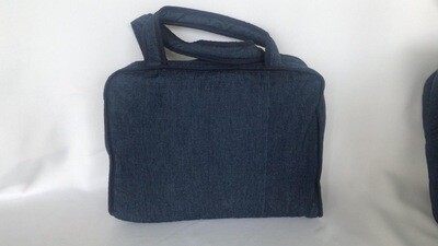 MALETIN EN TELA DE JEANS CON RIBETE AZUL MARINO