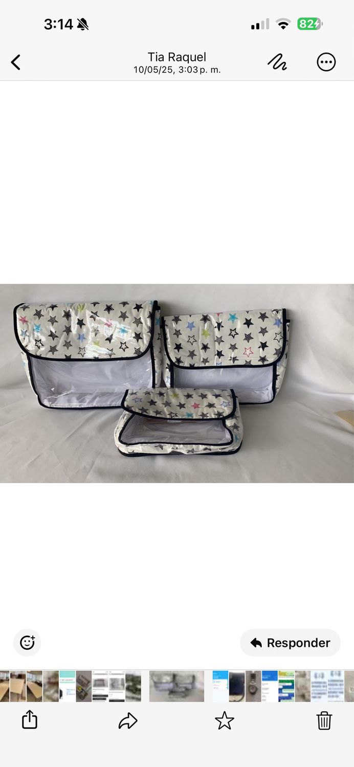 SET DE 3 EN TELA ESTAMPADA