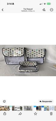 SET DE 3 EN TELA ESTAMPADA