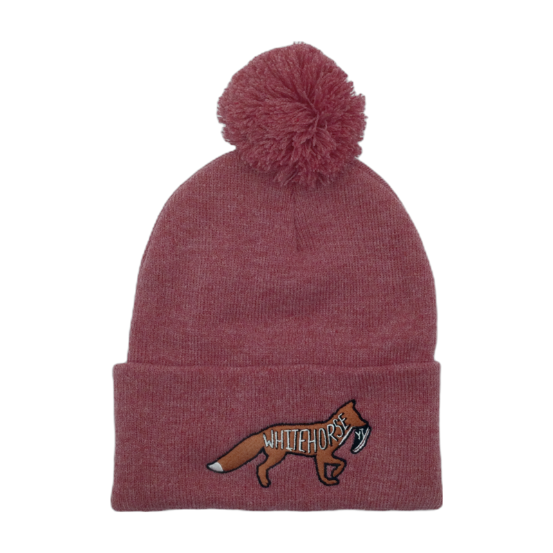 Cuff Pom Pom Fox&amp;Shoe Toque - Heather Red