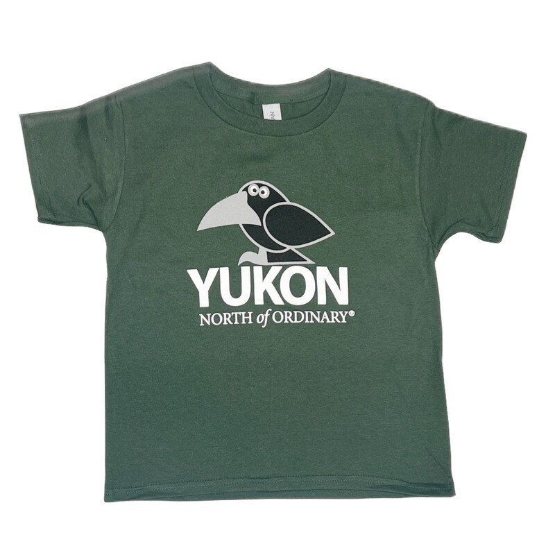 Unisex Cartoon Raven T-Shirt - Forest Green