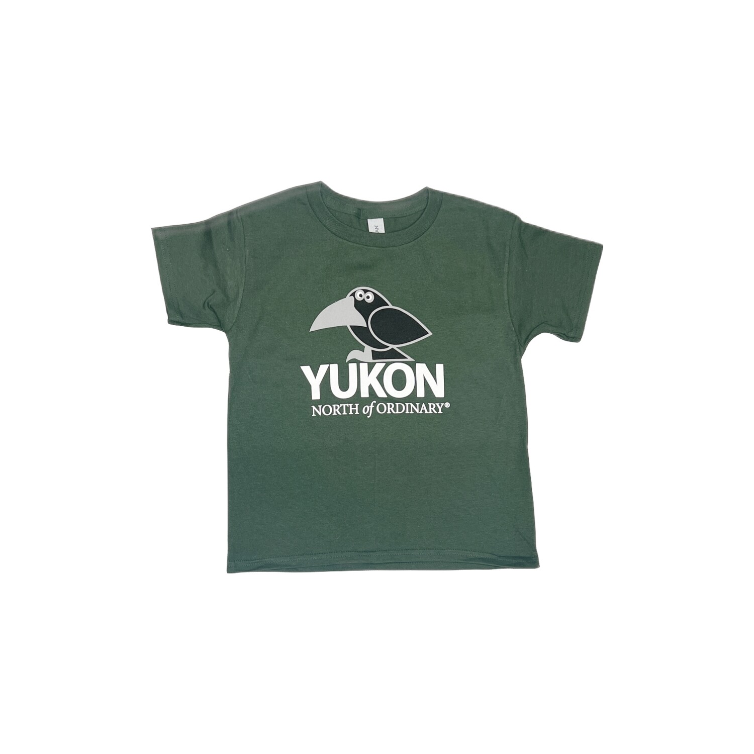 Youth Cartoon Raven T-Shirt - Forest Green