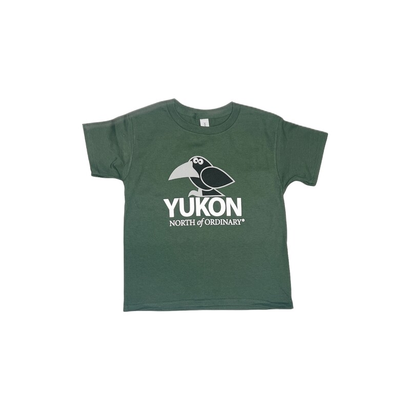 Youth Cartoon Raven T-Shirt - Forest Green
