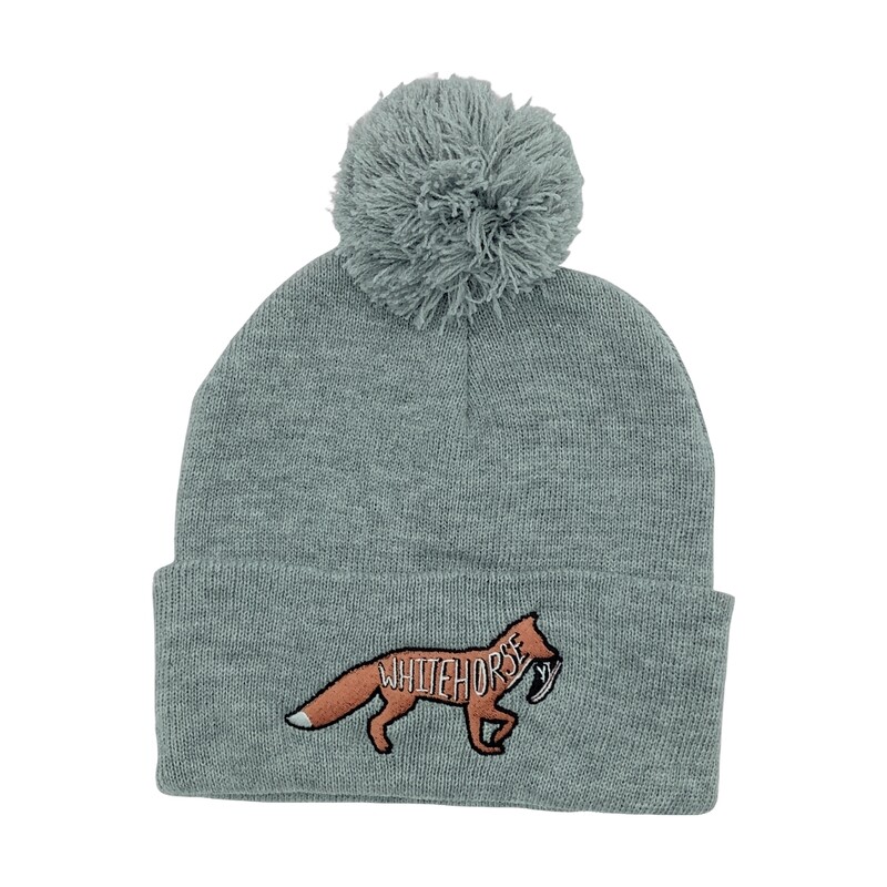 Cuff Pom Pom Fox&amp;Shoe Toque - Grey Light