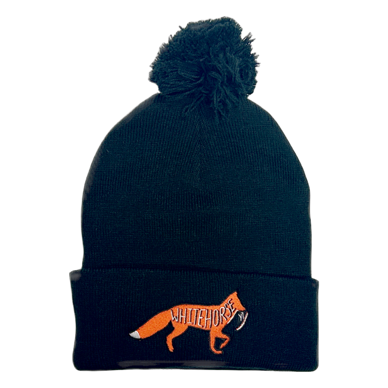 Cuff Pom Pom Fox&amp;Shoe Toque - Black