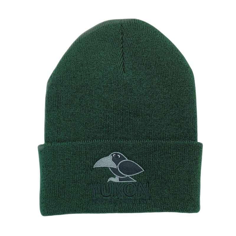 Cuff Cartoon Raven Toque - Forest Green