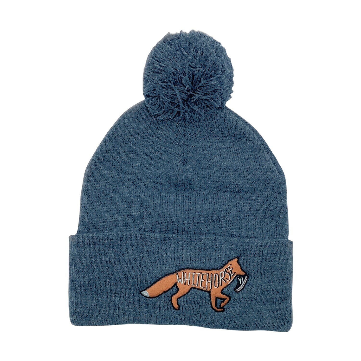 Cuff Pom Pom Fox&amp;Shoe Toque - Heather Blue