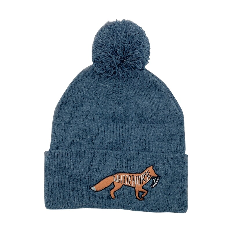 Cuff Pom Pom Fox&amp;Shoe Toque - Heather Blue