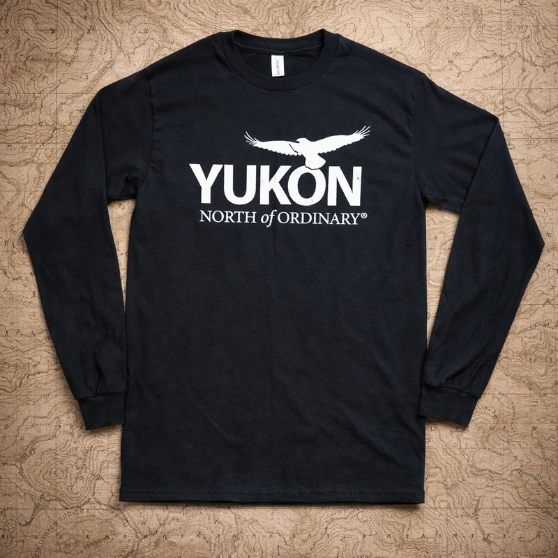 Unisex Long Sleeve Crew Neck T-Shirt – Flying Raven – Black