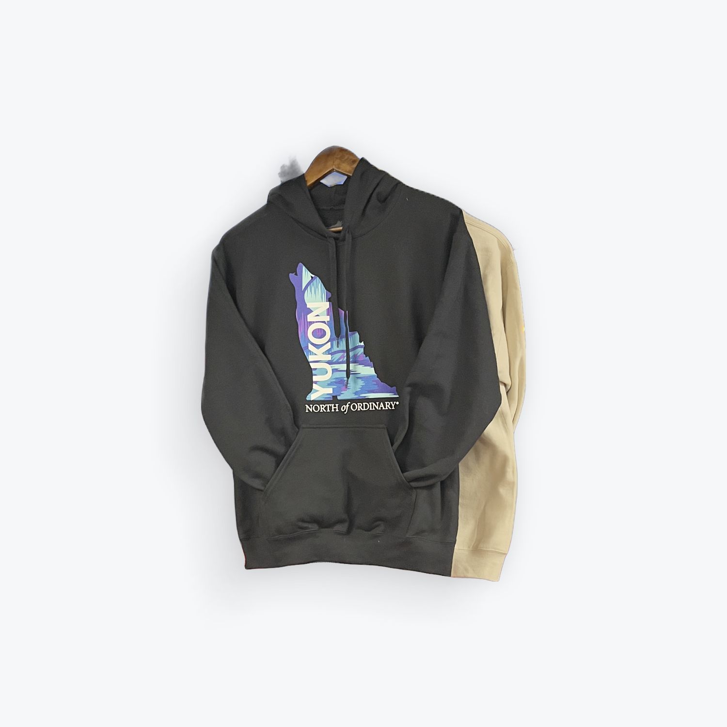 Hoodie - Aurora - Wolf Map - Black