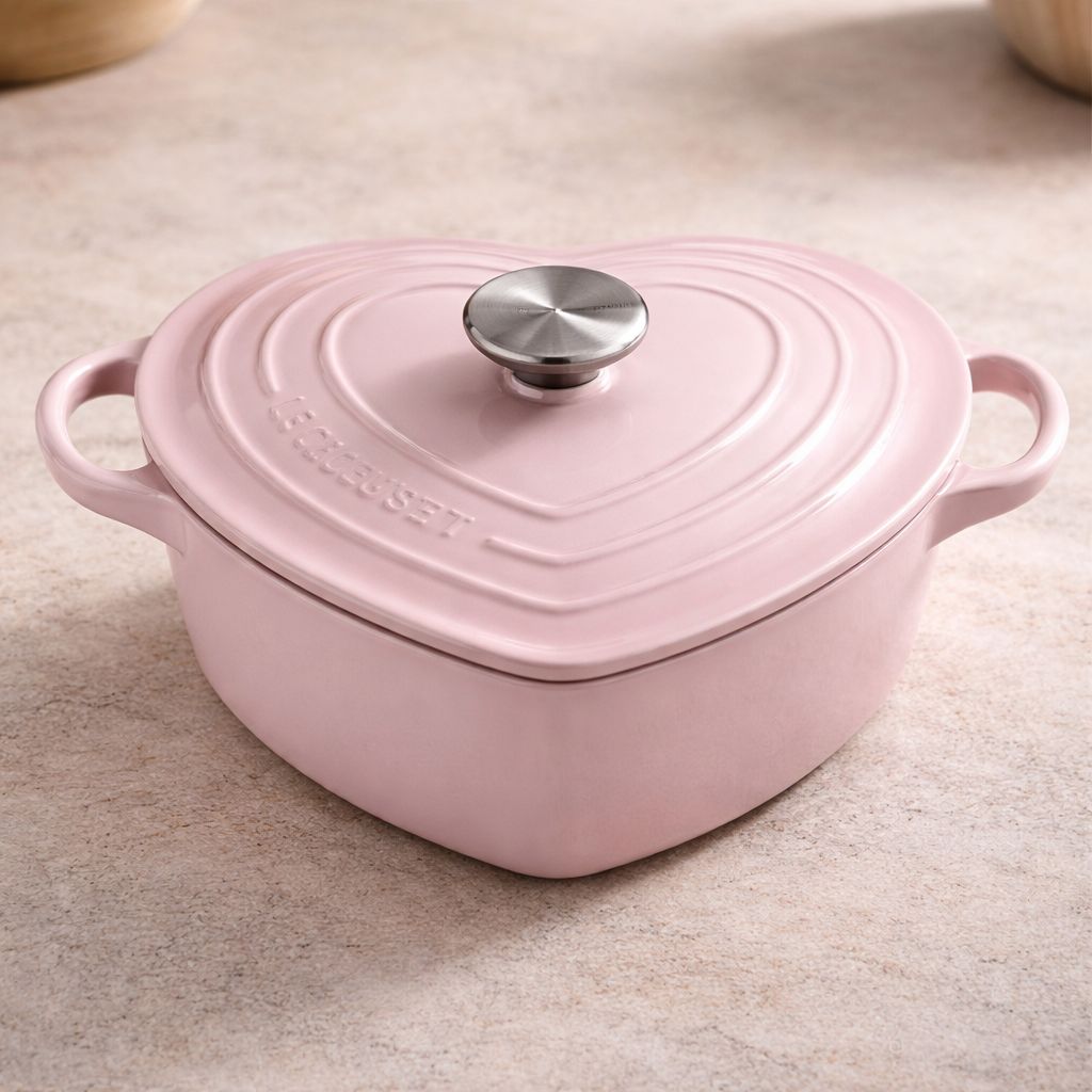 Le Creuset Heart Cocotte 1.9L – Shell Pink – Enamelled Cast Iron Dutch Oven