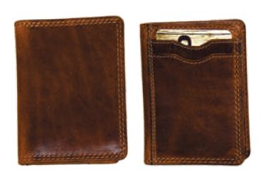 Brown Leather Credit Card Wallet, Style 990017, Rugged Earth