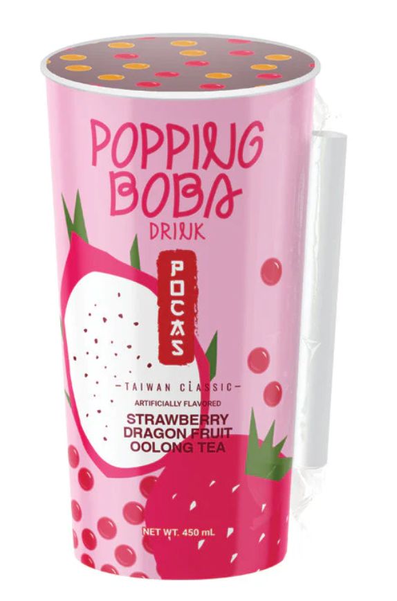 Popping Boba - Strawberry Dragon Fruit Oolong Tea, name: Poppin Boba Strawberry Dragon Fruit Tea - Pockas