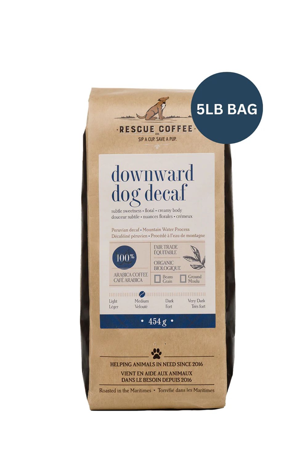 Downward Dog Decaf - Medium Roast - Ground- 454g - Rescue Coffee Co.