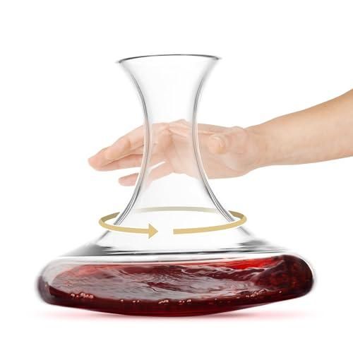Final Touch Revolve Spinning Wine Decanter – Handcrafted Lead-Free Crystal – Revolving Motion Enhances Aeration &amp; Aromas – Elegant Design for Red Wine – 750 ml (25 oz) Capacity