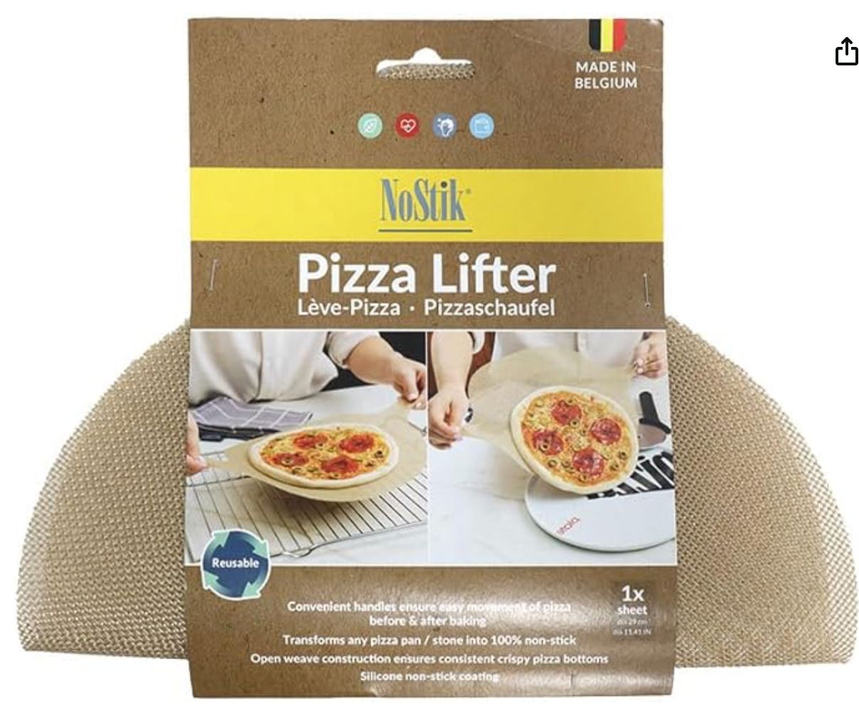 Nostik Silicone Fibreglass Pizza Server - 29 cm, Integrated Handles for Easy Transport, Open Weave for a Crispy Crust, Reusable, Dishwasher Safe, Heat Resistant, PTFE and