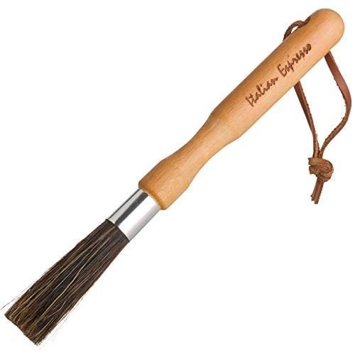 Redecker Natural Pig Bristle Espresso Maker Brush with Oiled Beechwood Handle, Narrow Brush Head Reaches Tight Spaces, Hanging Loop for Storage, 8 Inches, Made in Germany