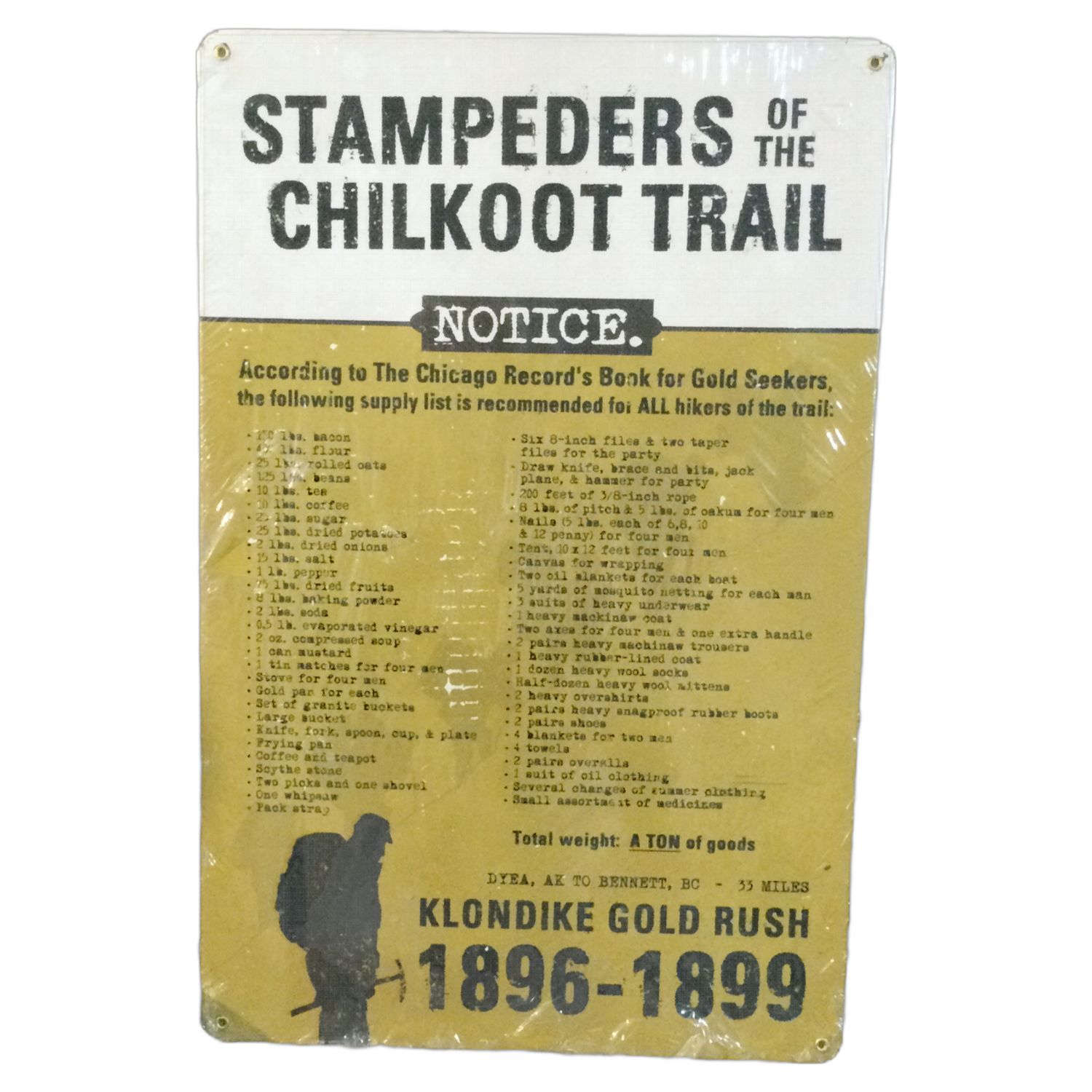 Chilkoot Trail - Steel / Metal Sign - YNO