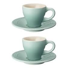 Classic Espresso Cups &amp; Saucers - Set/2- Sage - Le Creuset