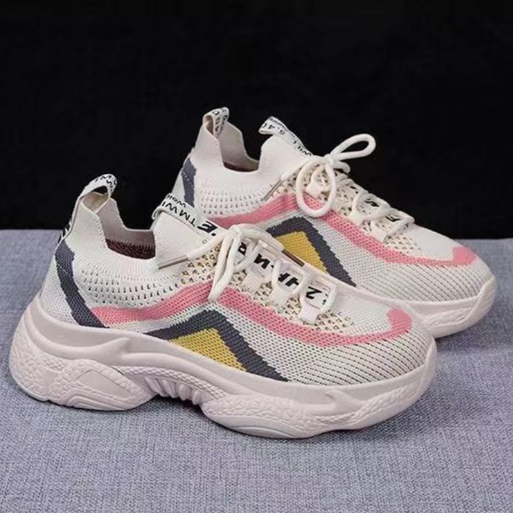 LM-Baskets mode pour femmes confortables, respirantes et tendance - Blanc rosé