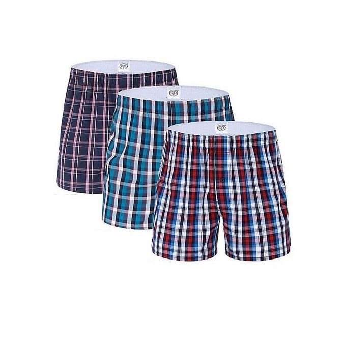 Lot de 3 Caleçons Boxeurs à Carreaux – Confort 100% Coton Popeline